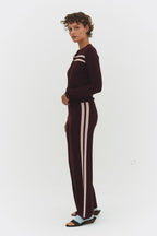CASHMERE WOOL STRIPE WIDE-LEG PANT IN RASPBERRY - Che Cose Belle