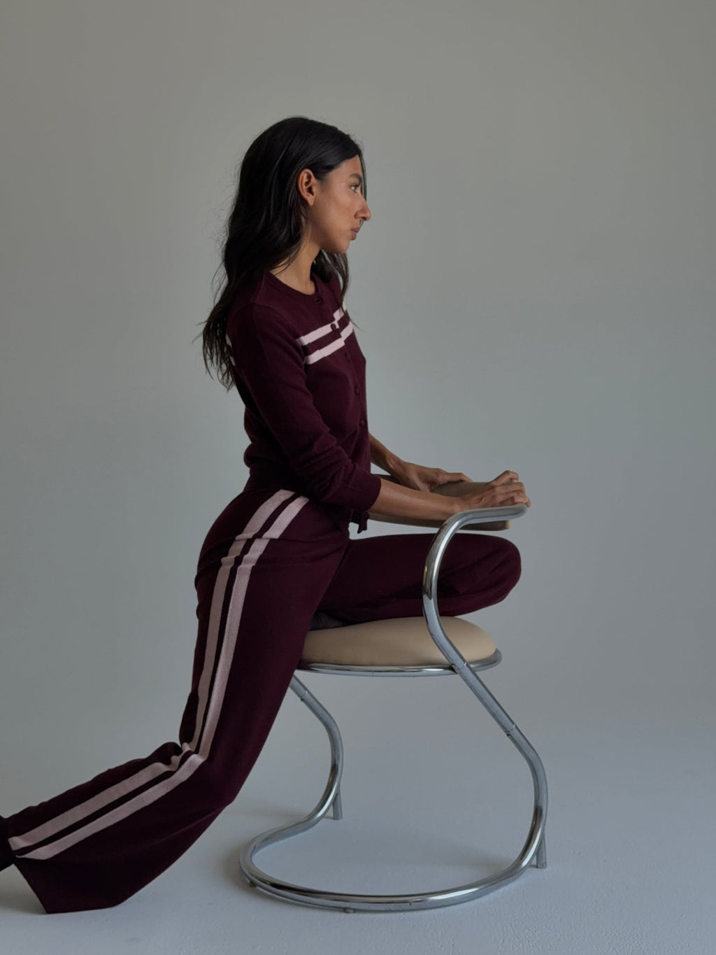 CASHMERE WOOL STRIPE WIDE-LEG PANT IN RASPBERRY - Che Cose Belle