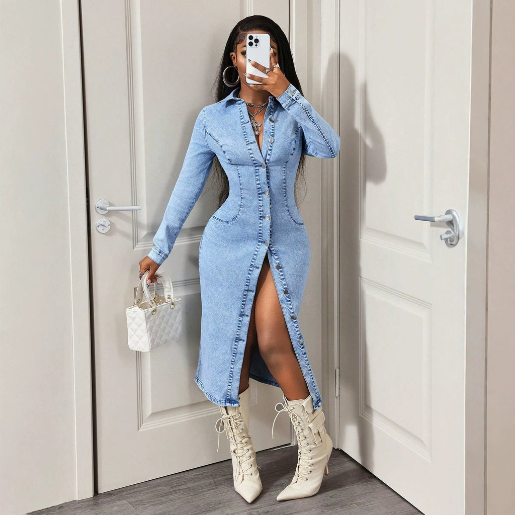 Casual Outing Women Denim One Piece Dress - Che Cose Belle