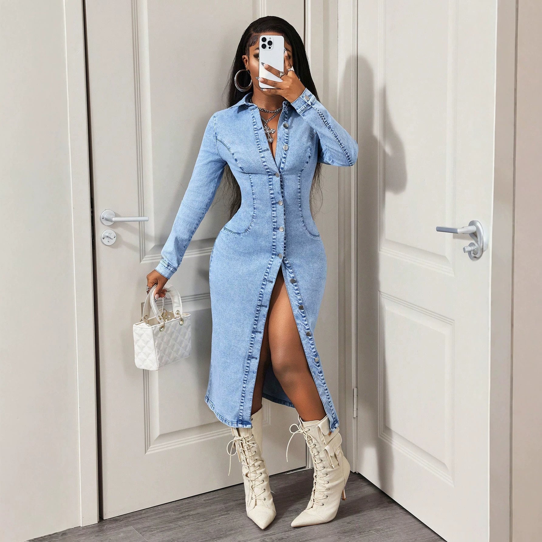 Casual Outing Women Denim One Piece Dress - Che Cose Belle