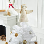 Handmade Cat Angel Felt Christmas Tree Topper Cream Arcadia Home