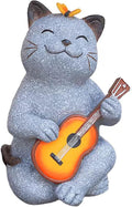 Cat Garden Statue Outdoor Decor, Cat Sculpture with Guitar and Butterfly for Yard Lawn Patio Balcony, Birthday Housewarming Gifts for Mom, Grandma, Women, 8.8 inch, Resin - Che Cose Belle