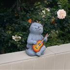 Cat Garden Statue Outdoor Decor, Cat Sculpture with Guitar and Butterfly for Yard Lawn Patio Balcony, Birthday Housewarming Gifts for Mom, Grandma, Women, 8.8 inch, Resin - Che Cose Belle