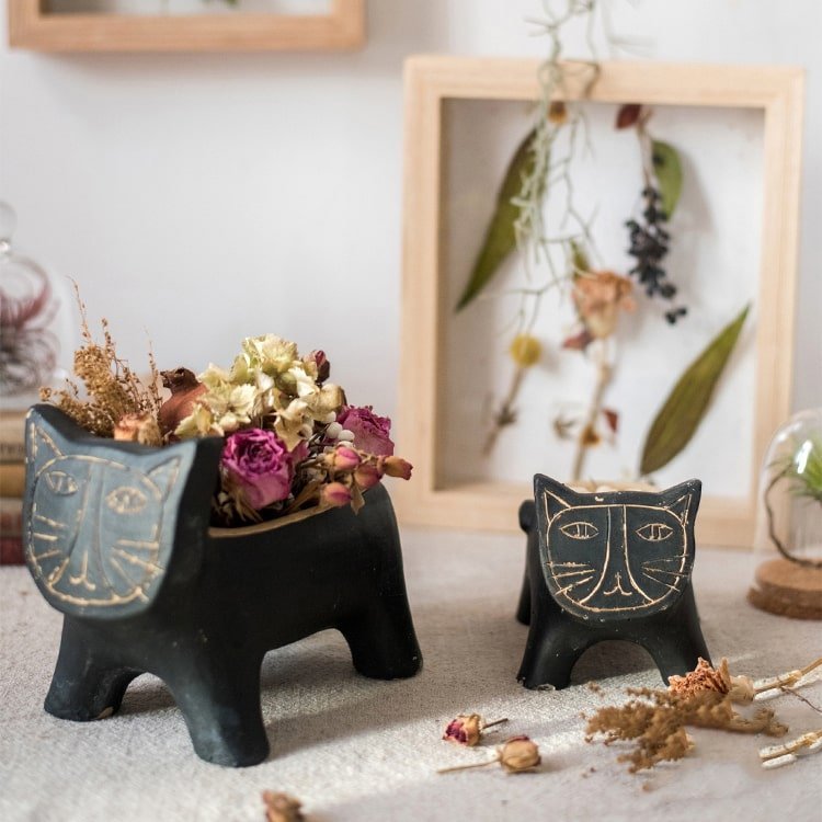 Cat Shape Small Planter in Concrete - Che Cose Belle