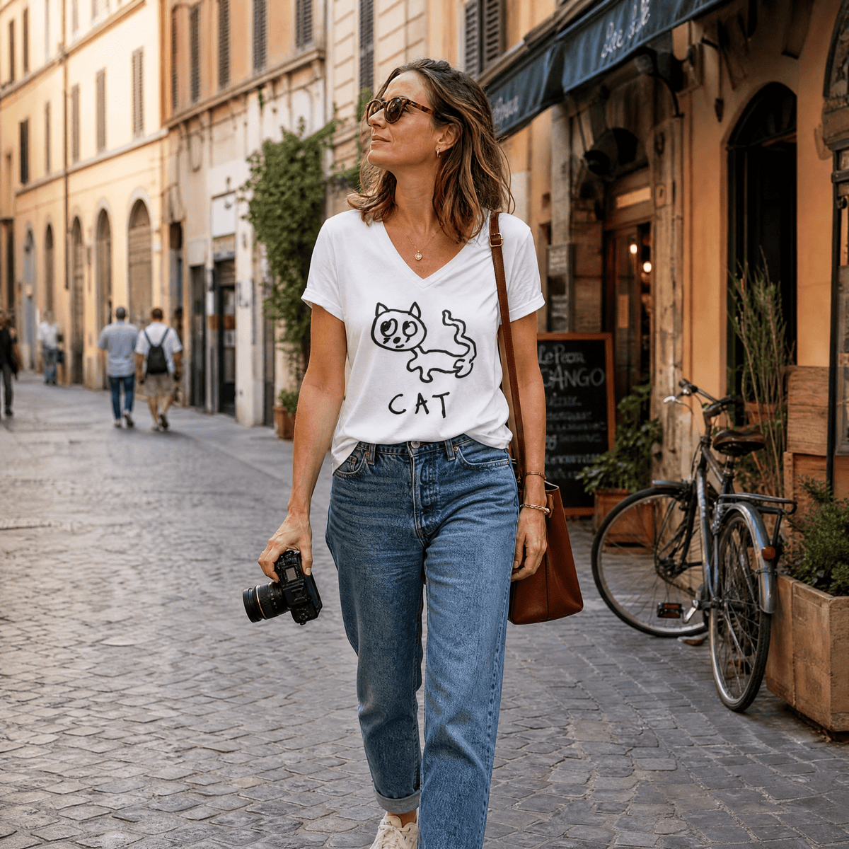 Cat - V-neck Tee - Che Cose Belle