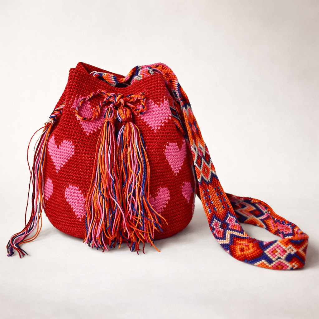 Catalina Hearts Crochet Cross-Body Bag One of a Kind - Mexico - Che Cose Belle