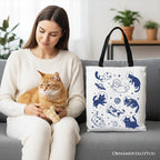 Cats in Space Retro Canvas Tote Bag, Funny Astronaut Kitty Gift Bag with Cosmic Vibes - Che Cose Belle