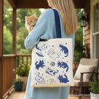 Cats in Space Retro Canvas Tote Bag, Funny Astronaut Kitty Gift Bag with Cosmic Vibes - Che Cose Belle