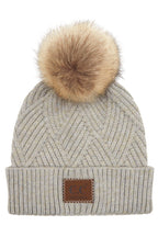 C.C Women's Heather Beanie Hat With Pom And Suede Patch - Che Cose Belle