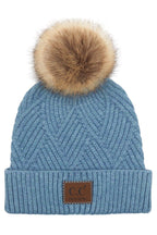 C.C Women's Heather Beanie Hat With Pom And Suede Patch - Che Cose Belle