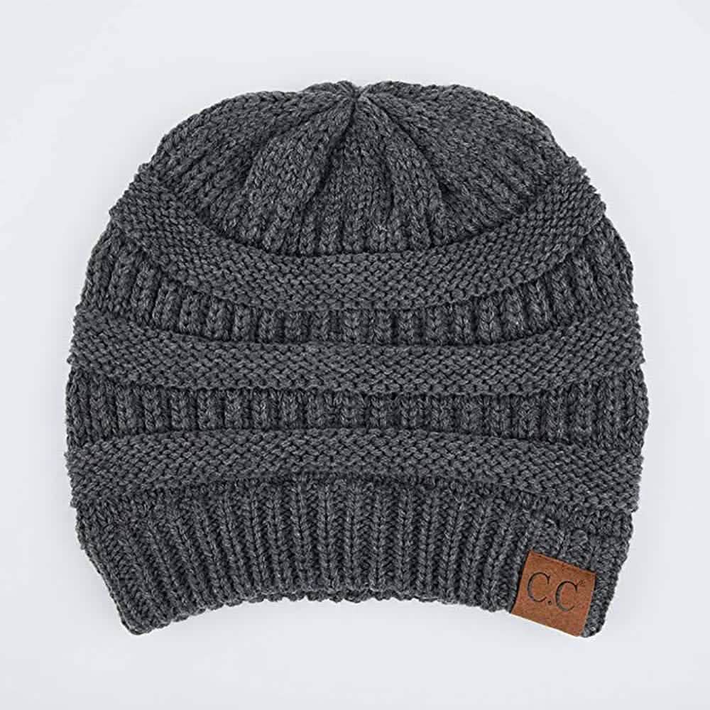 C.C. Women's Knit Beanie Hat - Color: Charcoal - Che Cose Belle