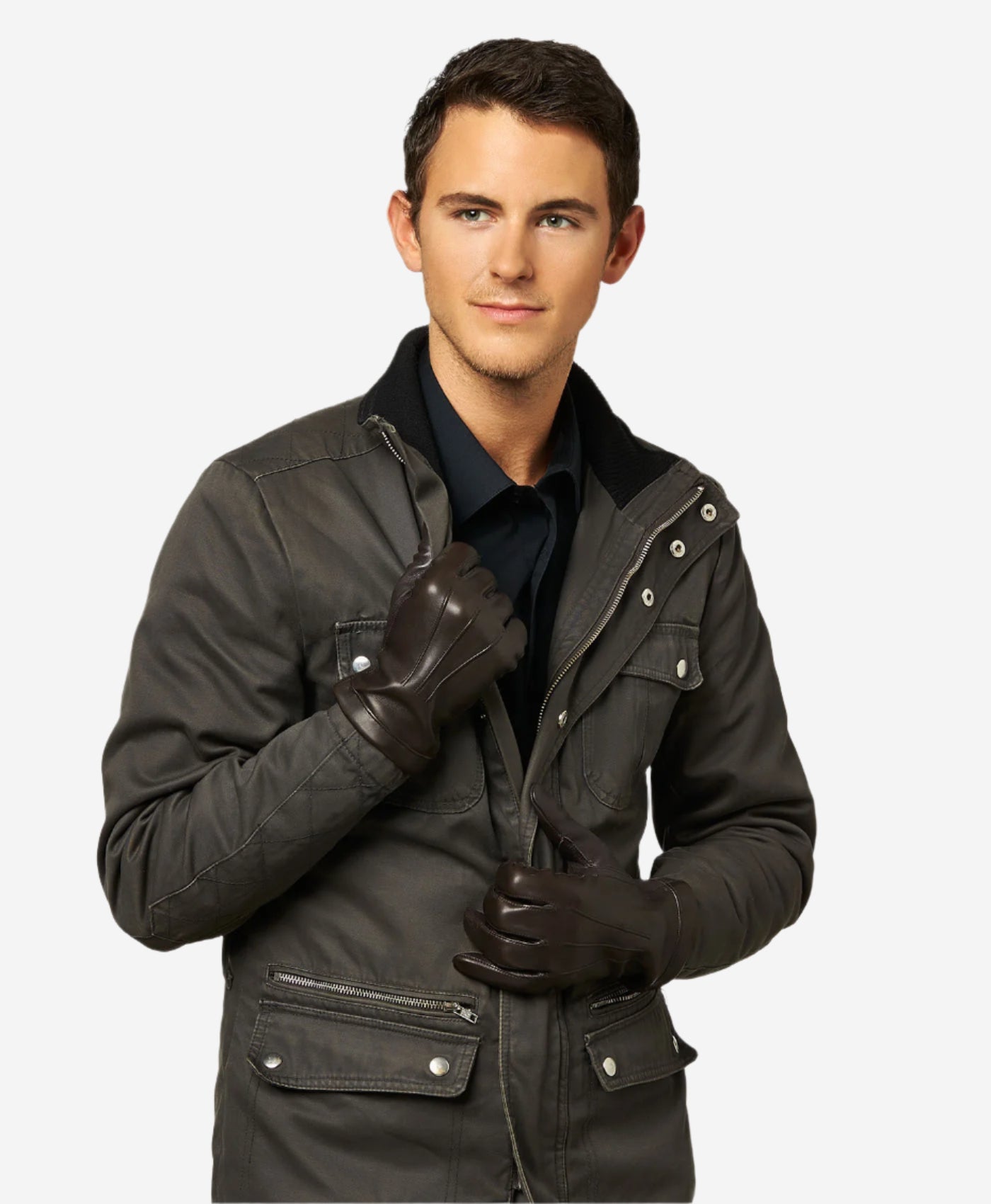 CC3301 (brown) - Men’s Italian cashmere lined touchscreen leather gloves - Che Cose Belle