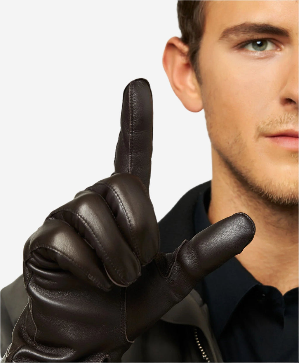 CC3301 (brown) - Men’s Italian cashmere lined touchscreen leather gloves - Che Cose Belle