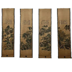 Chinese Ancient Paper Calligraphy Paintings Scrolls Famous Murals Wangyun Attic Pavilion Four Pairs of Artwork Decorations