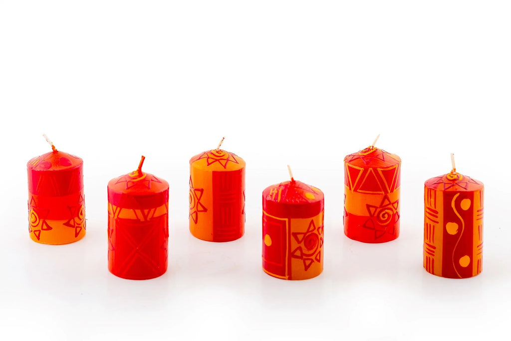 African Sunset Painted Candles