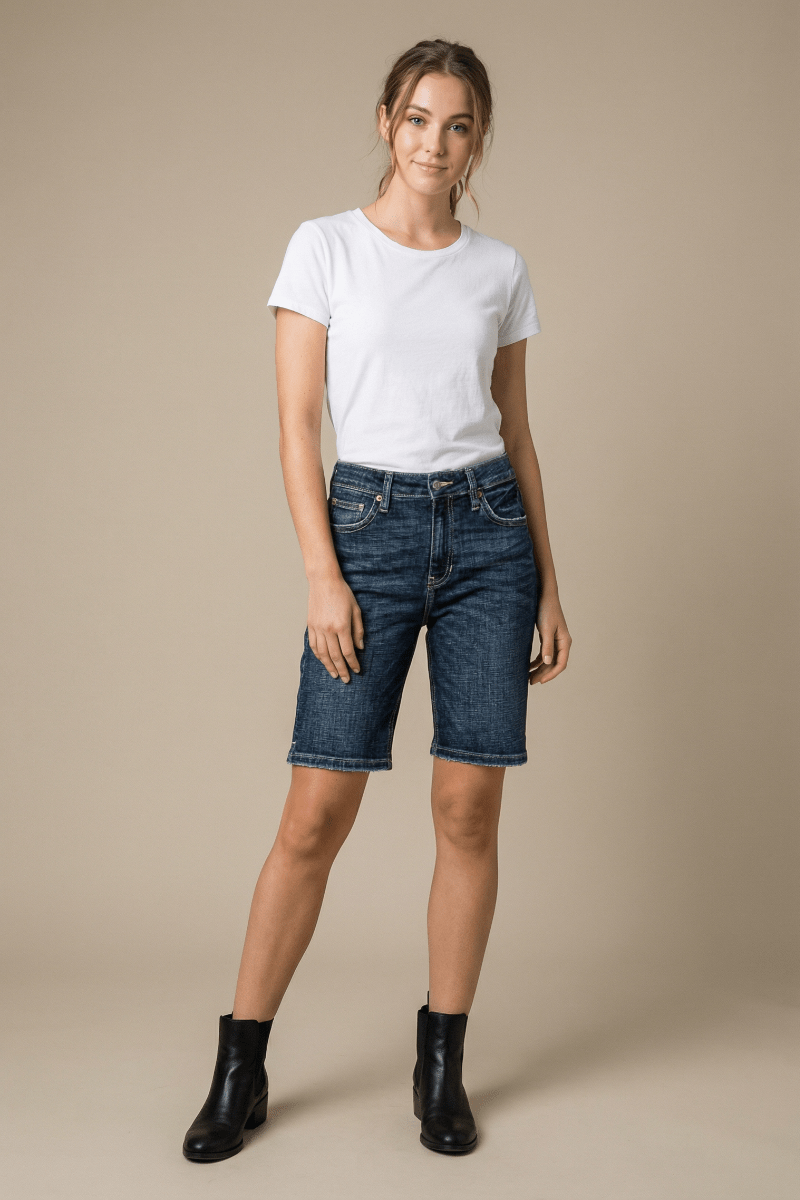 Celeste Dark Wash High Rise Bermuda Jeans - Che Cose Belle