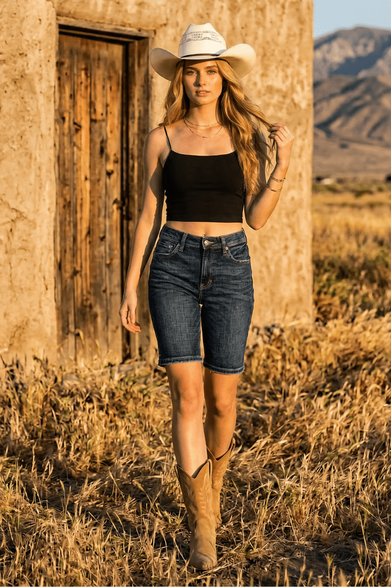 Celeste Dark Wash High Rise Bermuda Jeans - Che Cose Belle