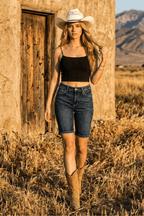 Celeste Dark Wash High Rise Bermuda Jeans - Che Cose Belle