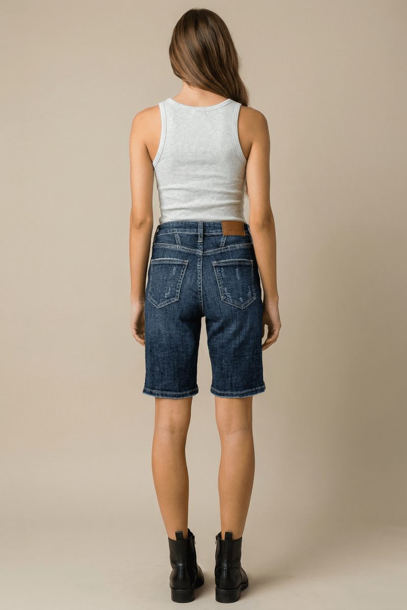 Celeste Dark Wash High Rise Bermuda Jeans - Che Cose Belle