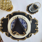 CELESTIA BLACK OVAL FAUX LEATHER PLACEMAT & NAPKIN & COASTER SET (Set Of 4) - Che Cose Belle