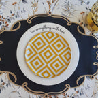 CELESTIA BLACK OVAL FAUX LEATHER PLACEMAT & NAPKIN & COASTER SET (Set Of 4) - Che Cose Belle