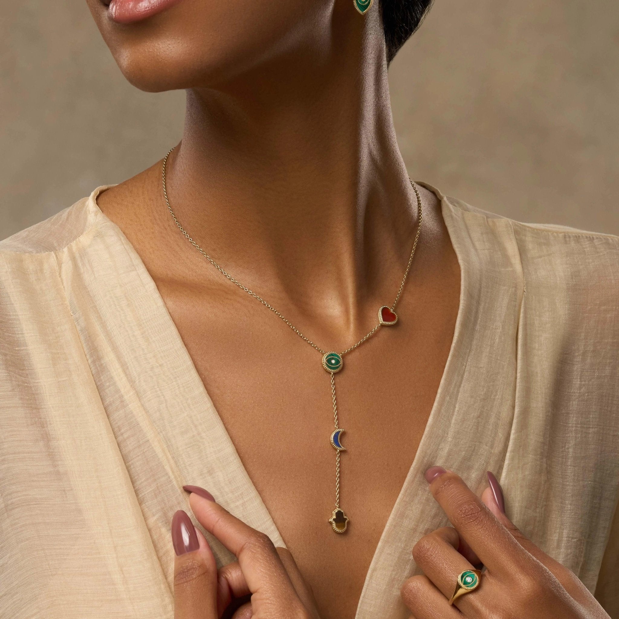 Celestial Wisdom Multi - Symbol & Multi - Gemstone Necklace - Che Cose Belle