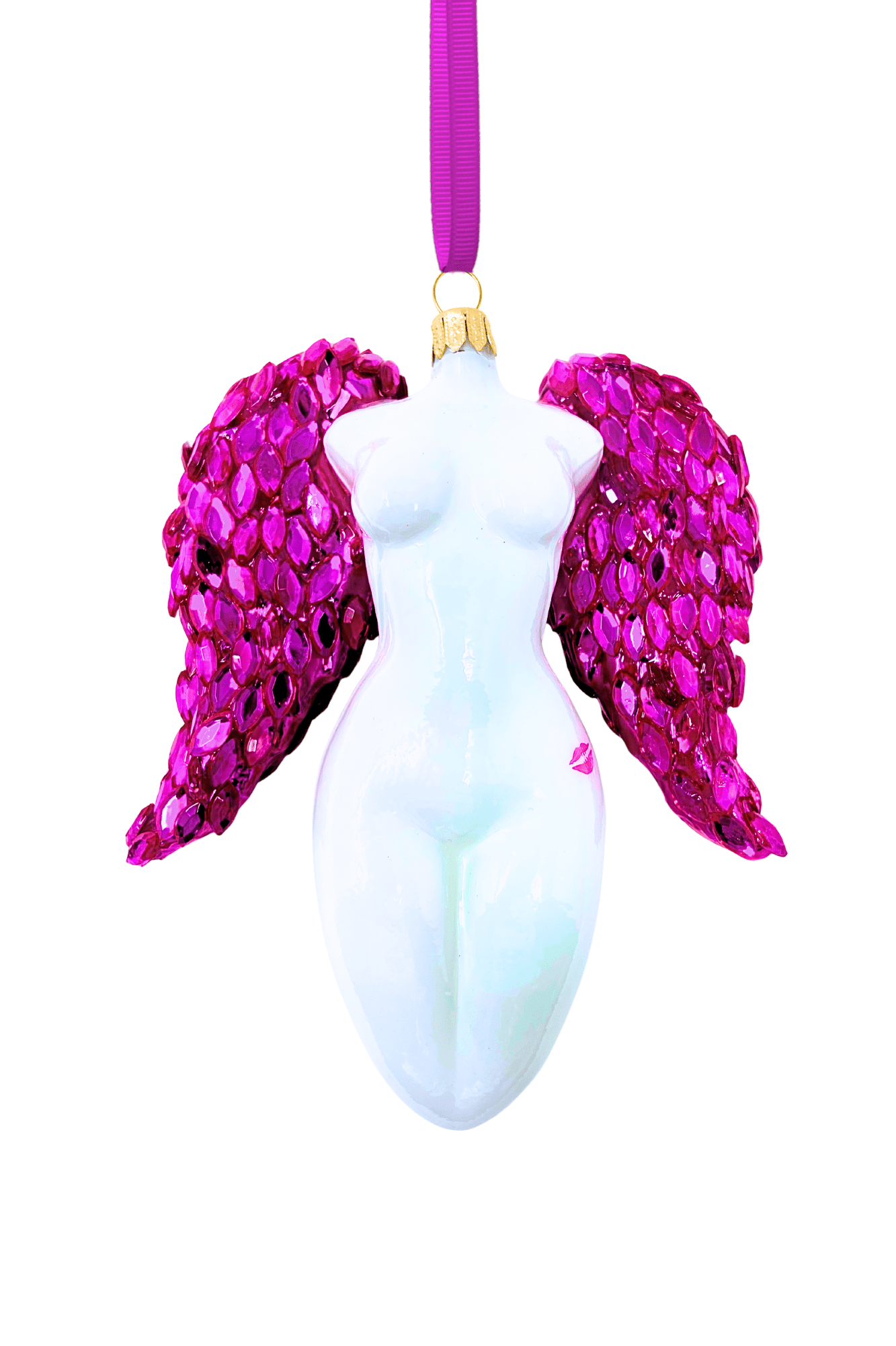 Celestina Winged Angel Sculpture Glass Ornament - Che Cose Belle