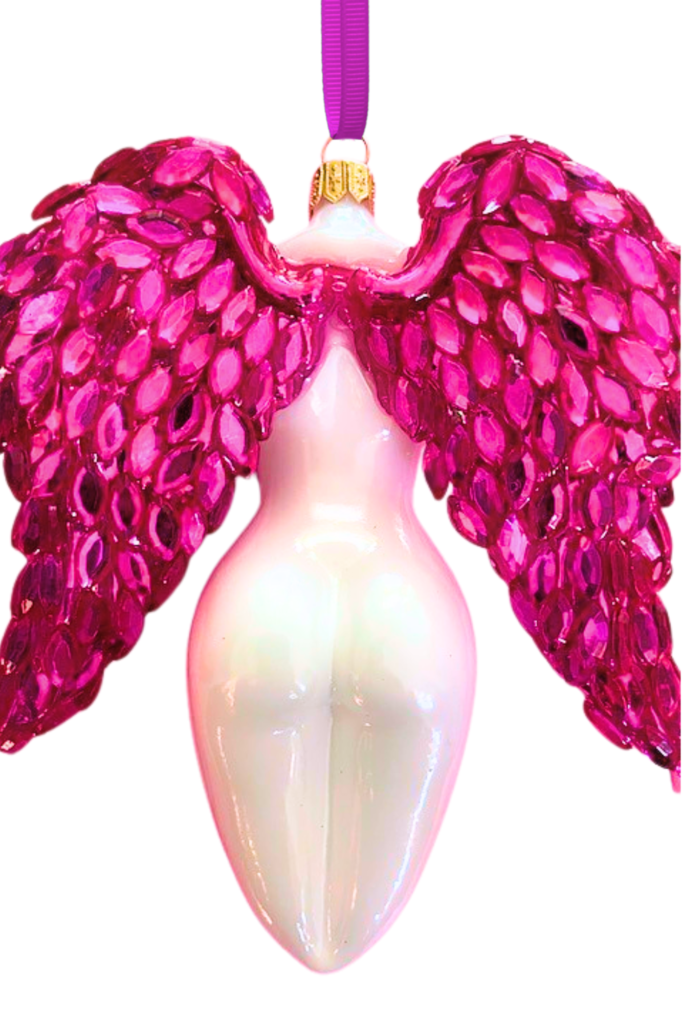 Celestina Winged Angel Sculpture Glass Ornament - Che Cose Belle