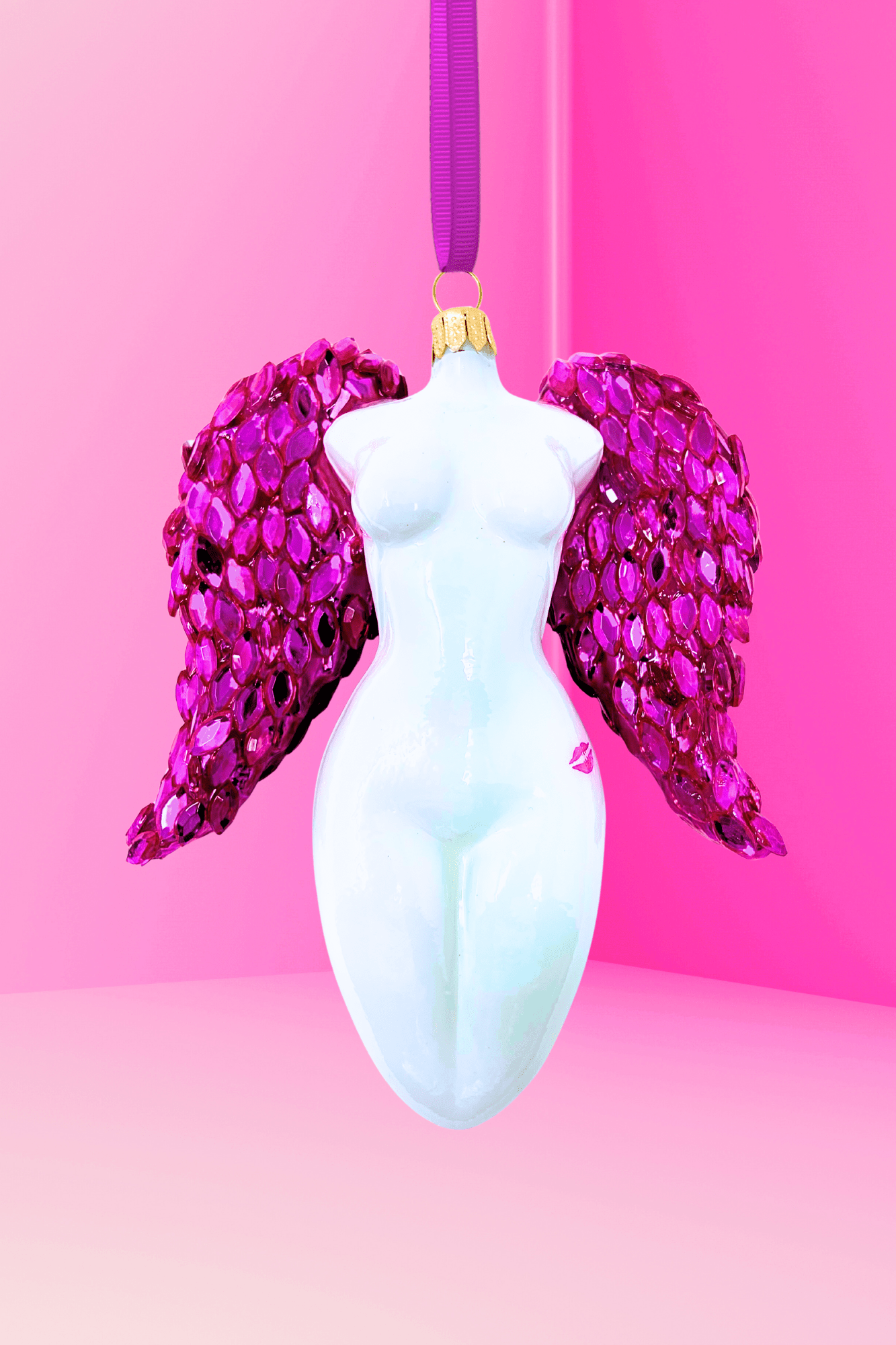 Celestina Winged Angel Sculpture Glass Ornament - Che Cose Belle