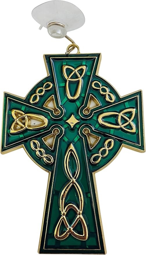 Celtic Cross Suncatcher Irish Sun Catcher Window Decoration with Suction Cup and Hook, 4 1/2 Inches - Che Cose Belle