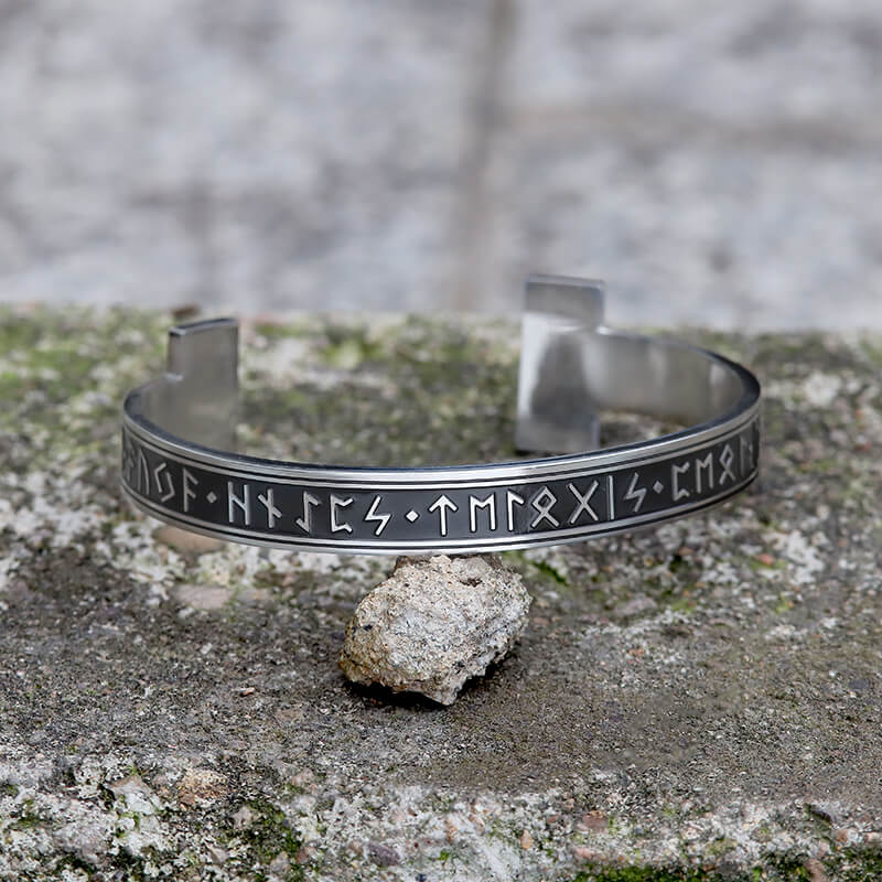 Celtic Knot Runes Stainless Steel Viking Cuff Bracelet - Che Cose Belle