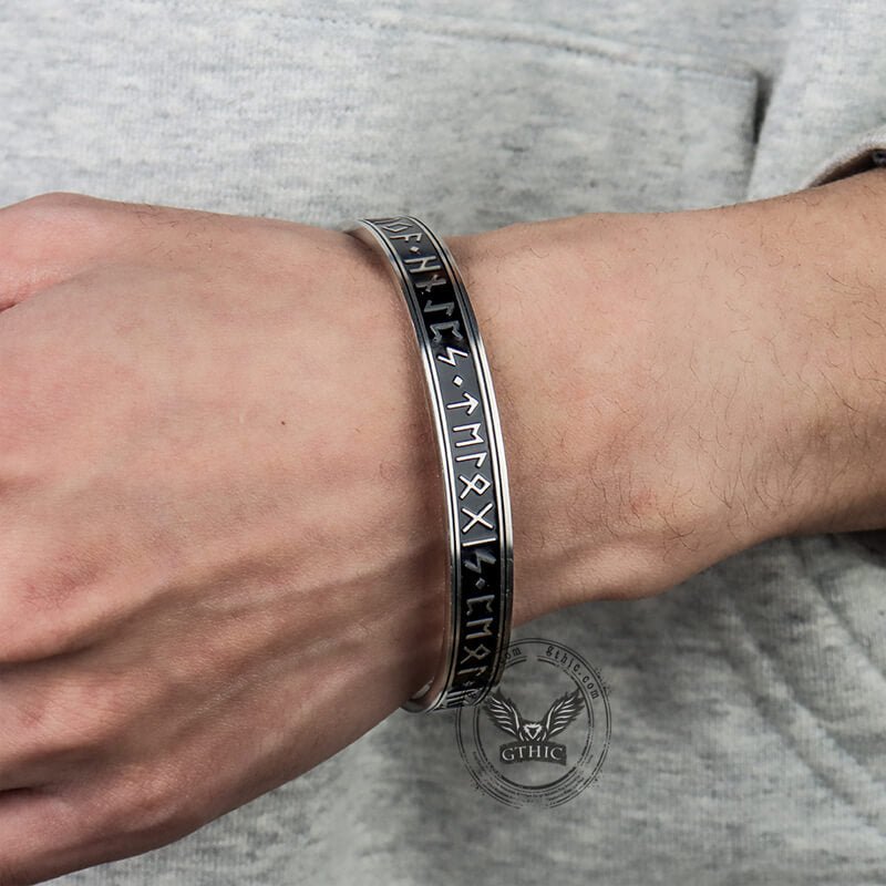 Celtic Knot Runes Stainless Steel Viking Cuff Bracelet - Che Cose Belle