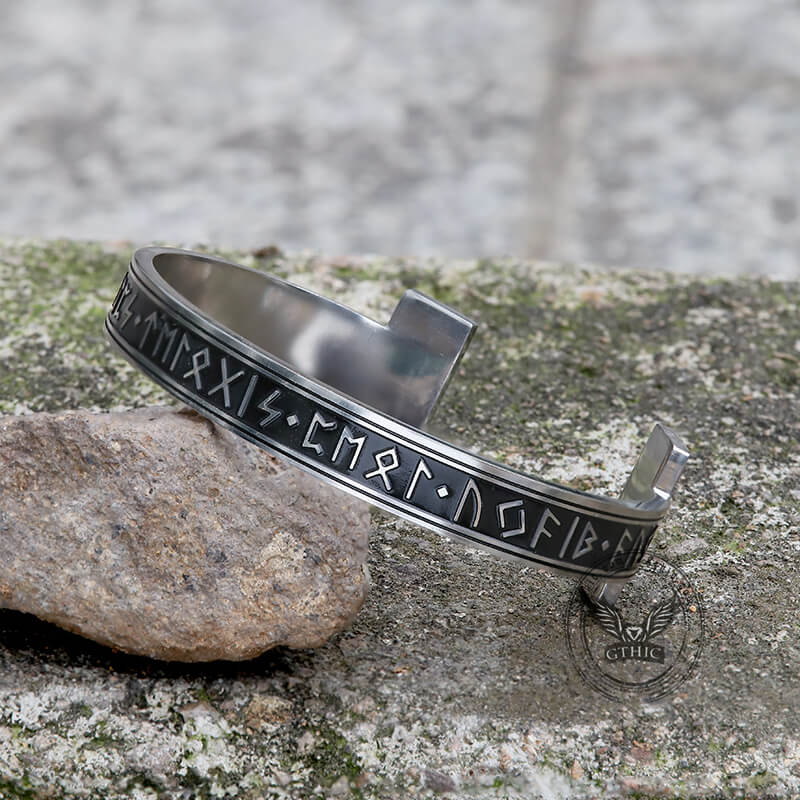 Celtic Knot Runes Stainless Steel Viking Cuff Bracelet - Che Cose Belle