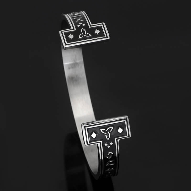 Celtic Knot Runes Stainless Steel Viking Cuff Bracelet - Che Cose Belle