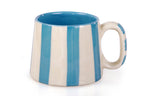 Ceramic Aqua Blue Stripe Coffee cup - 3.5 x 2.5 Inches ( Set of 2 ) - Che Cose Belle