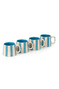 Ceramic Aqua Blue Stripe Coffee cup - 3.5 x 2.5 Inches ( Set of 4 ) - Che Cose Belle