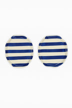 Ceramic Blue stripe plate, 6.3x6.3 Inches (Set of 2 ) - Che Cose Belle