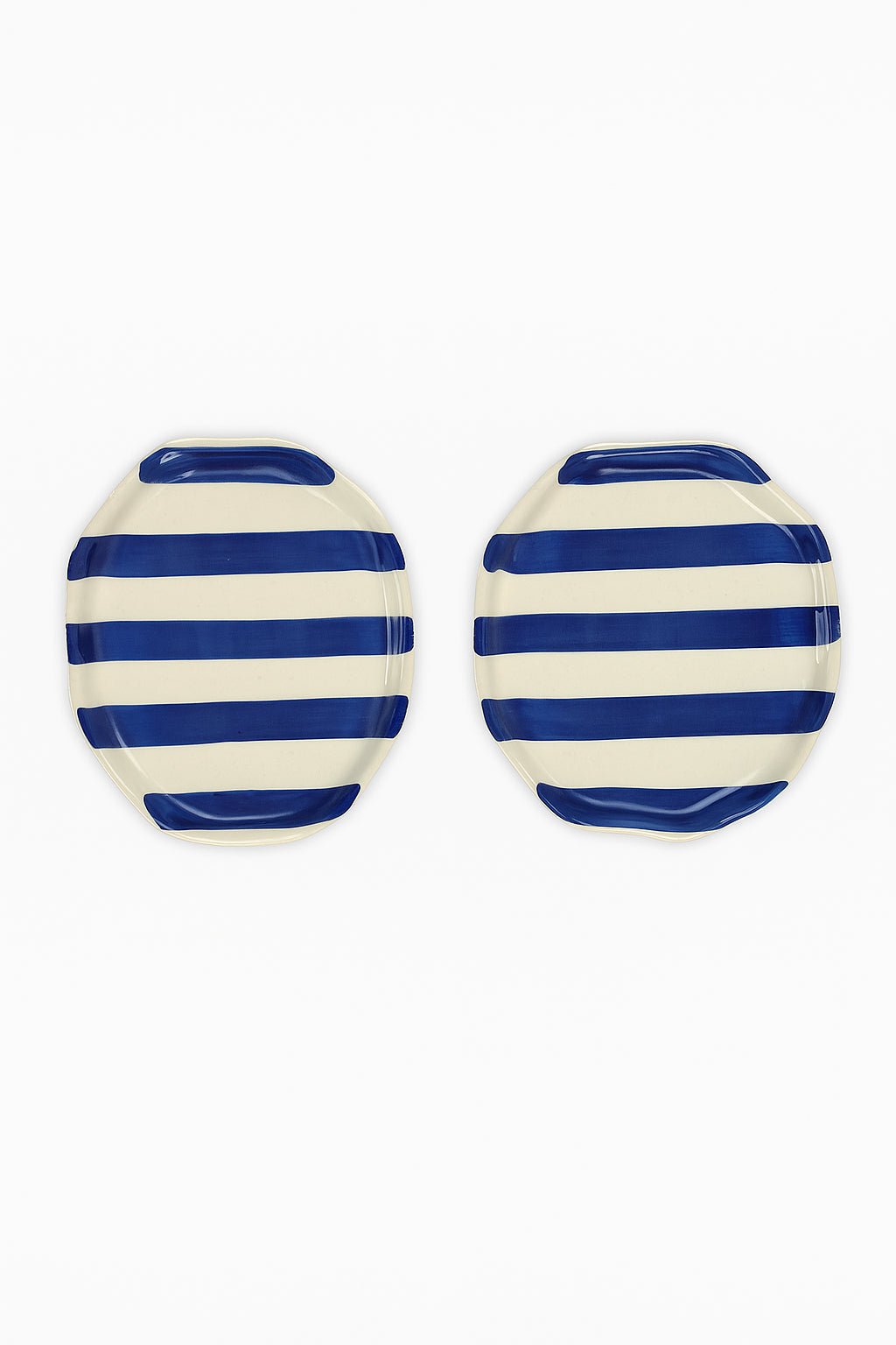 Ceramic Blue stripe plate, 6.3x6.3 Inches (Set of 2 ) - Che Cose Belle