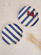 Ceramic Blue stripe plate, 6.3x6.3 Inches (Set of 2 ) - Che Cose Belle