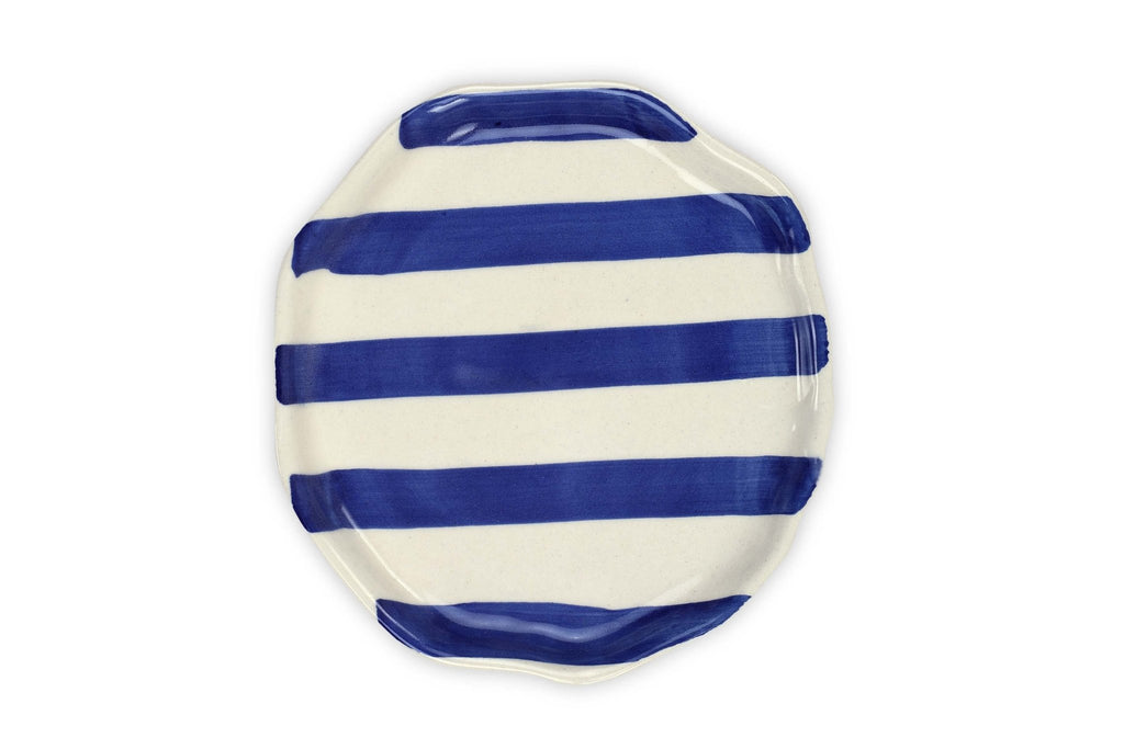 Ceramic Blue stripe plate, 6.3x6.3 Inches (Set of 4 ) - Che Cose Belle