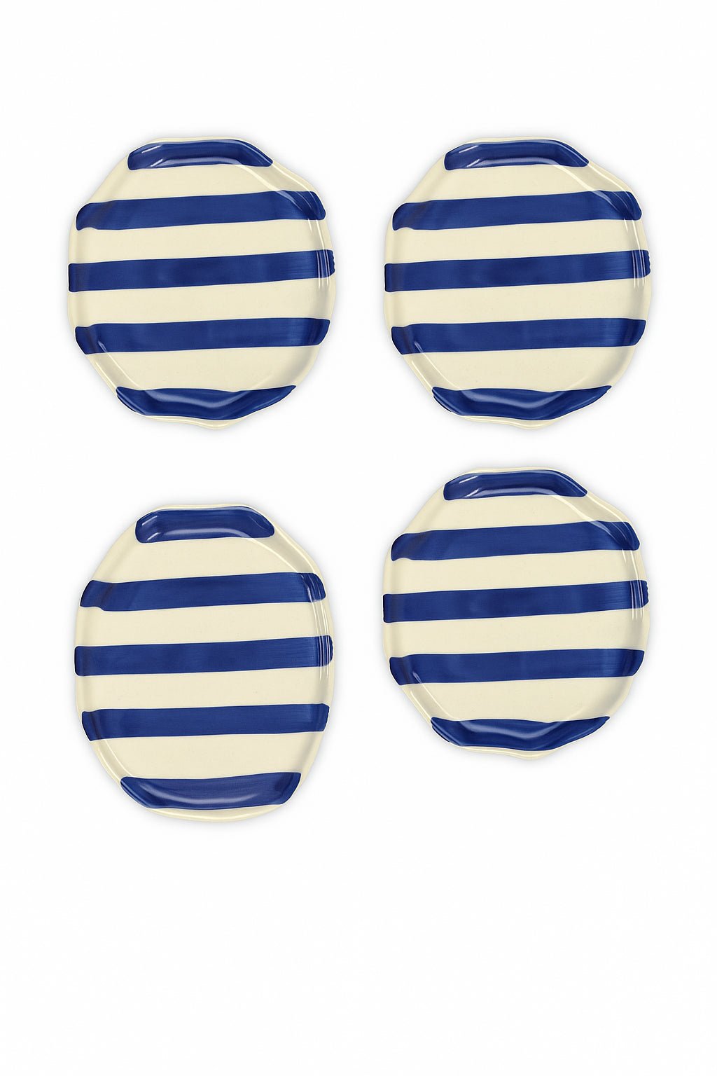 Ceramic Blue stripe plate, 6.3x6.3 Inches (Set of 4 ) - Che Cose Belle
