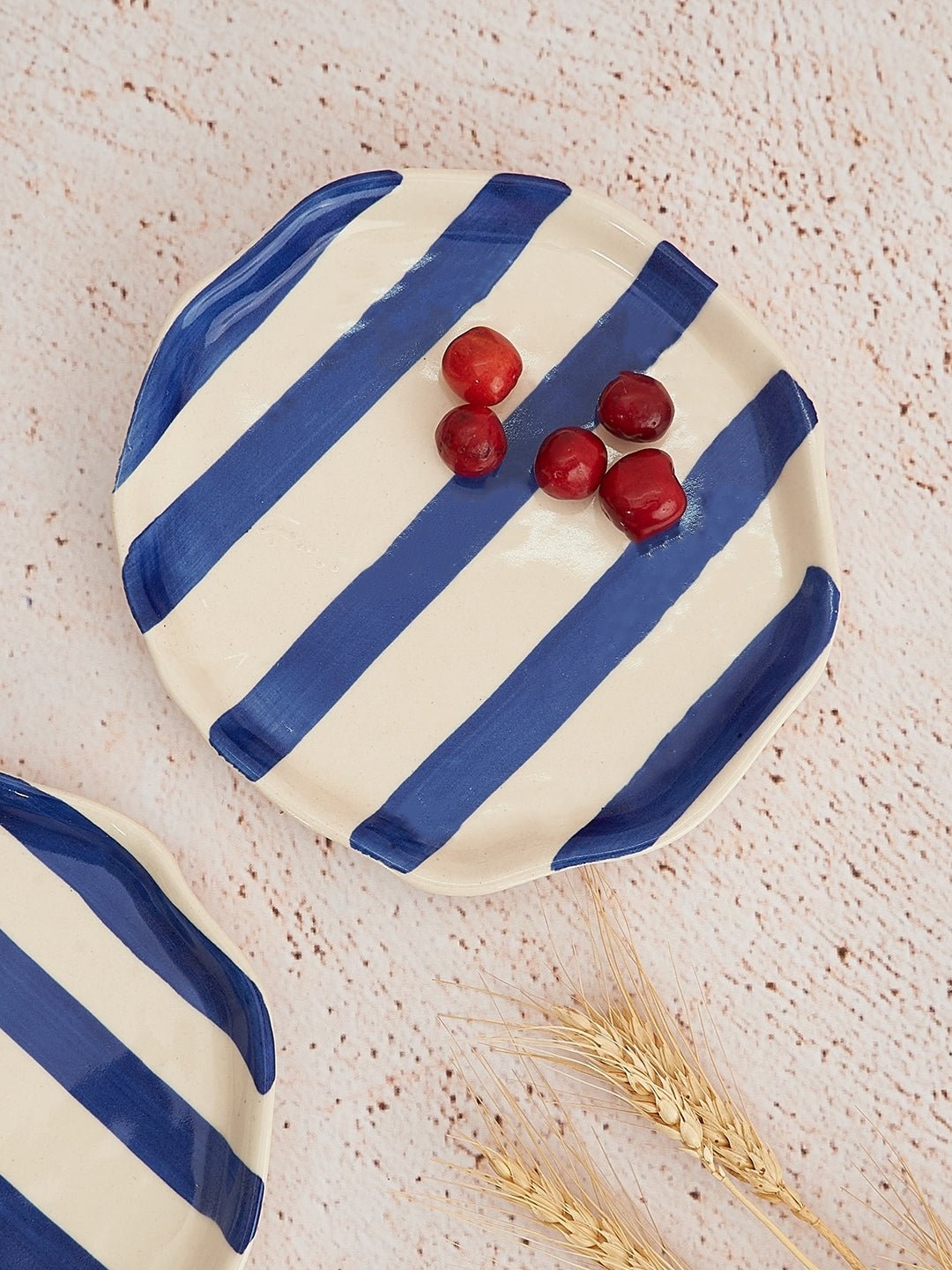 Ceramic Blue stripe plate, 6.3x6.3 Inches (Set of 4 ) - Che Cose Belle
