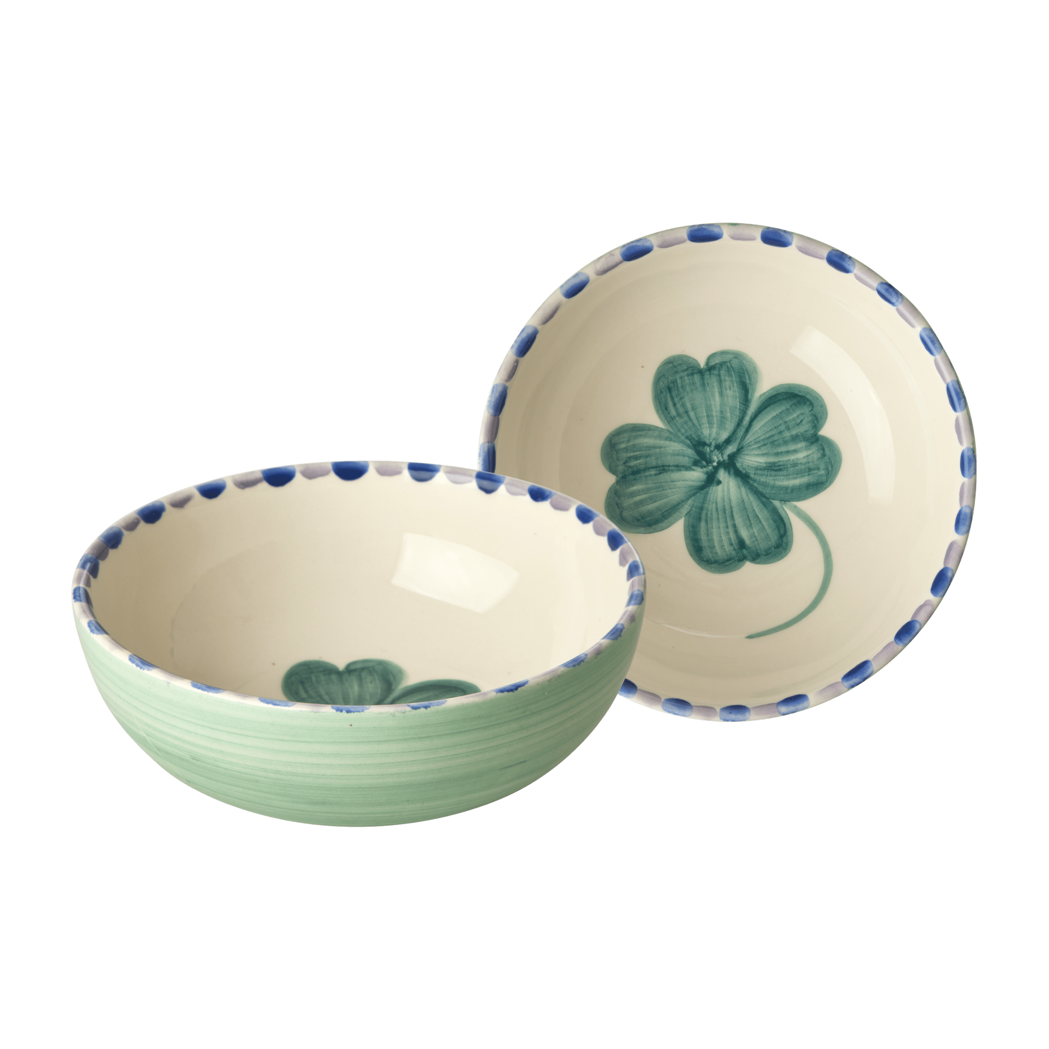 Ceramic Bowl with Hand Painted Good Luck Clover - 11.8 oz - Che Cose Belle