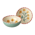 Ceramic Bowl with Hand Painted Jade Yellow Flower - 11.8 oz - Che Cose Belle