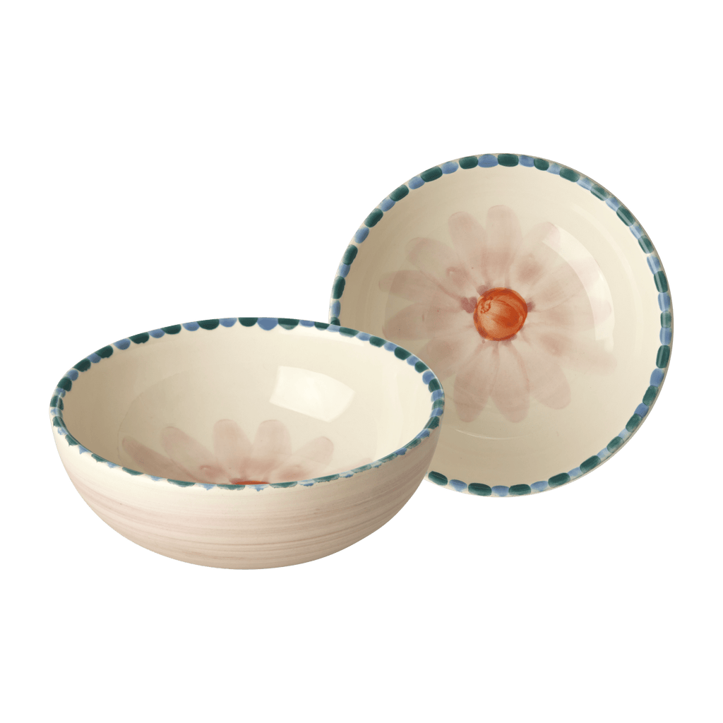 Ceramic Bowl with Hand Painted Soft Pink Flower - 11.8 oz - Che Cose Belle