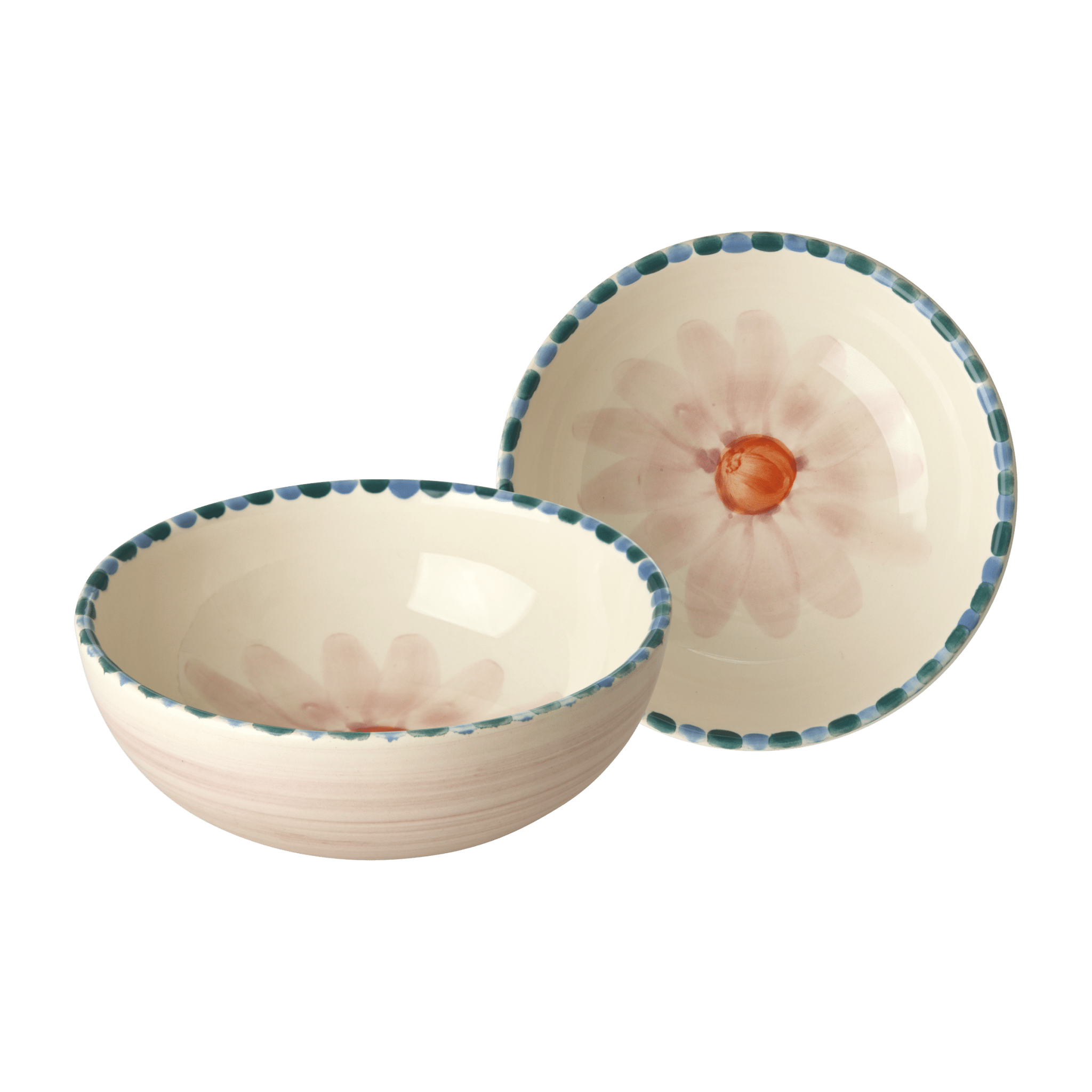 Ceramic Bowl with Hand Painted Soft Pink Flower - 11.8 oz - Che Cose Belle