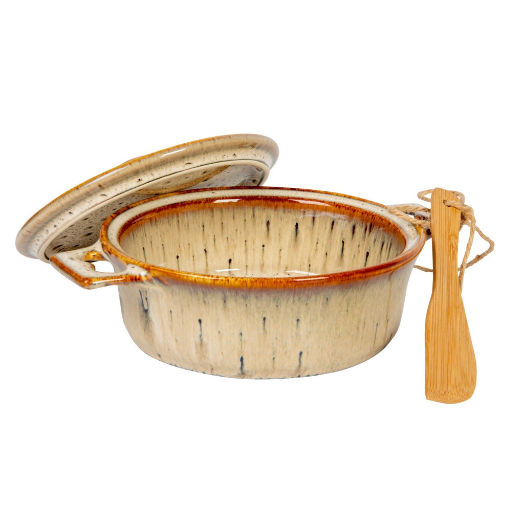 Ceramic Brie Baker with Bamboo Spreader - Che Cose Belle