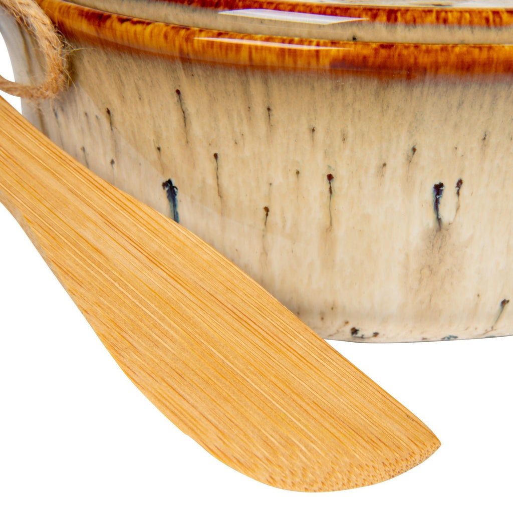 Ceramic Brie Baker with Bamboo Spreader - Che Cose Belle