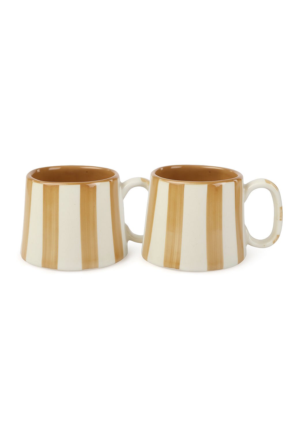 Ceramic Brown Stripe Coffee cup - 3.5 x 2.5 Inches ( Set of 2 ) - Che Cose Belle