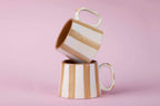 Ceramic Brown Stripe Coffee cup - 3.5 x 2.5 Inches ( Set of 2 ) - Che Cose Belle